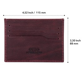 Otto Angelino Ultra Thin Minimalist Genuine Leather Wallet - Unisex, maroon, Casual