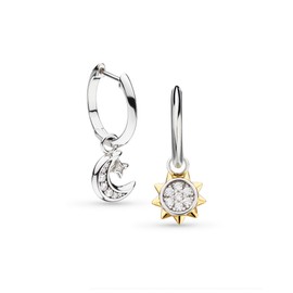 Kit Heath Sterling Silver, Gold Plate and Cubic Zirconia Celeste Sun & Moon Hoop Earrings
