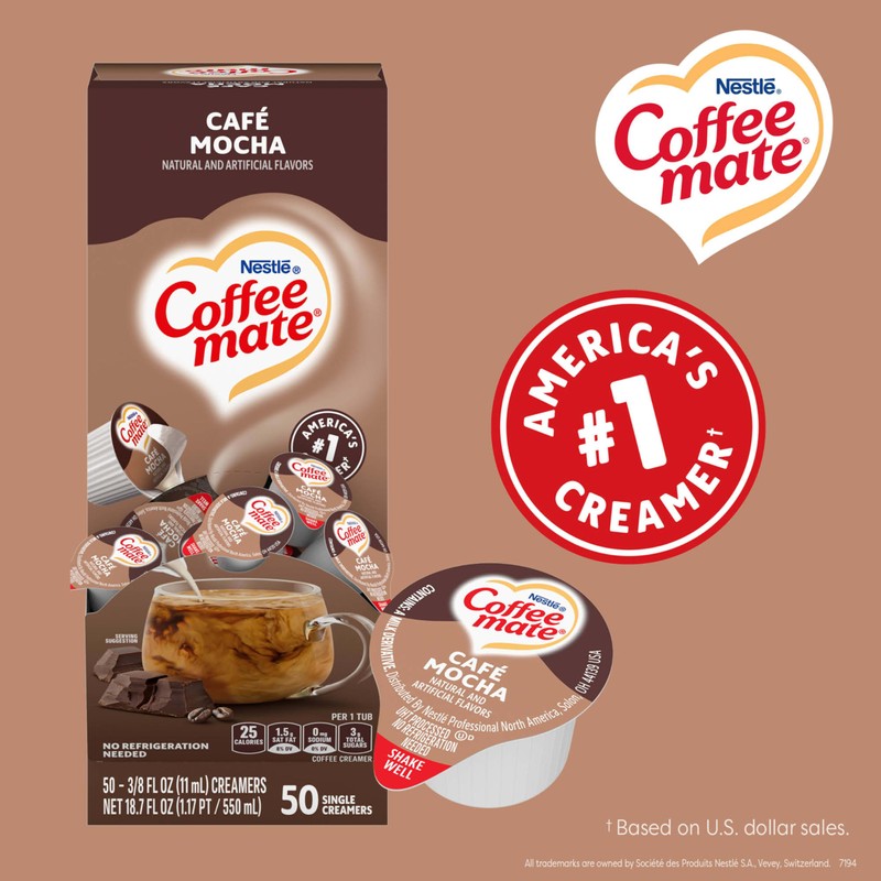 Nestle Coffee mate Coffee Creamer, Cafe Mocha, Liquid Creamer Singles,