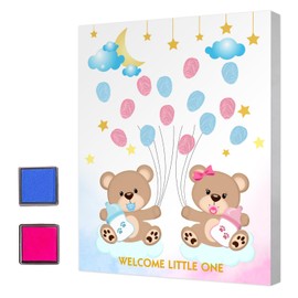 Gender Reveal Fingerprint Tree for Baby Shower, Bear Baby Shower, Gender Reveal Game, Gender Reveal Fingerprint Tree Sign, Gender Reveal Party, Gender Reveal Keepsake Keepsake, Canvas Decoration