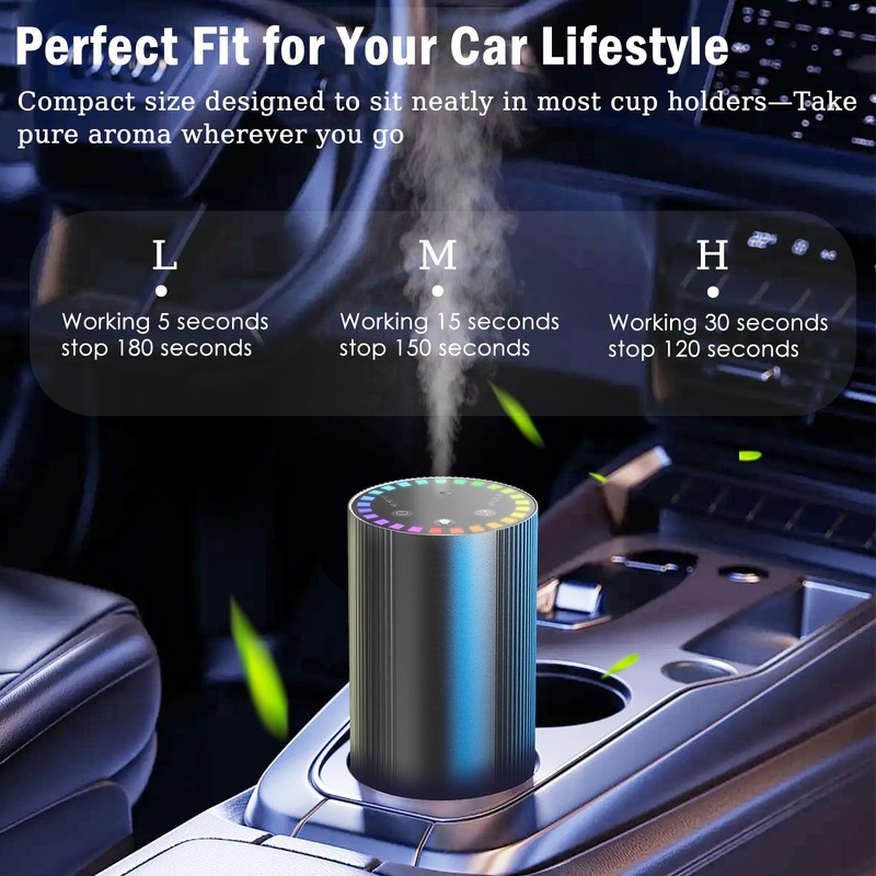 Waterless Essential Oil Car Diffuser with Color LED Voice Ambient