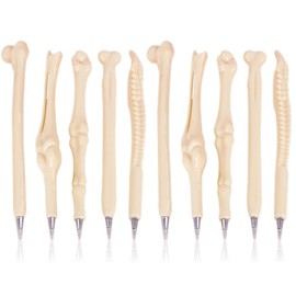 KKTICK Pack of 10 Novelty Bone Ballpoint Pens, 0.5 mm Blue/Black Ink Novelty Bone Design Ball Pion, Novelty Finger Bone Pens, for Nurse, Doctor, Artist, Office, Stationery Gift