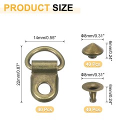 uxcell 40 Sets Shoelace Hook, Boot Lace Hooks D-Ring Eyelet Buckles with Rivets, Boots Eyelet Repair Clips for Hiking Boots Shoe Leather Bag, 9x14mm Bronze