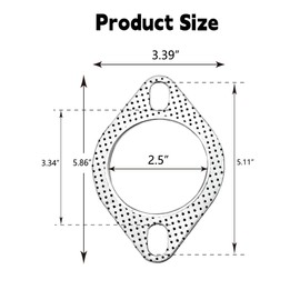 QKWL 2PCS Automobile Exhaust Gasket, Exhaust Manifold Gasket, Strong Sealing and Rust-Proof, Suitable for Most Exhaust Pipe Sealing Purposes (2.5IN)