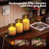 PChero Rechargeable Flameless Pillar Candles with Magnetic Base, 3 Pack