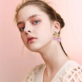 QIAOLEHUI 3D Cherry Earrings for Women Red Cute Fruit Earrings Cherry Accessories Christmas Jewelry, Large, Metal, No Gemstone