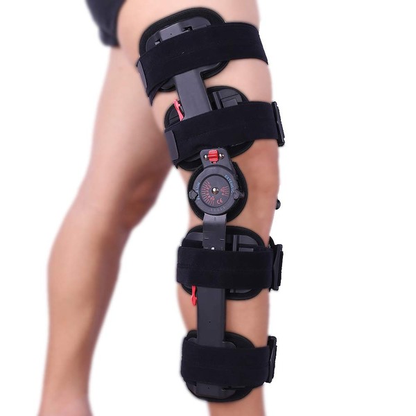 Hinged Knee Brace ROM Adjustable Post Op Knee Support Orthosis