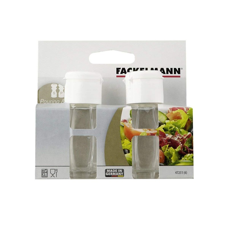 Fackelmann Salz-und Pfefferstreuer, Glas, Deckel Weiß, 8 cm, 40 ml,