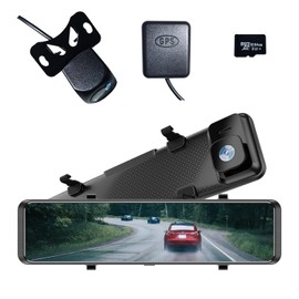 4K Rear View Mirror Camera, 12" Dash Cam, FHD Full Touch Screen Built-in WiFi & GPS Car Driving Recorder Cam, 3840P Front and Rear Camera, 170°Wide Angle Smart Driving Assistant, Free 64GB TF Card