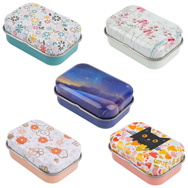 Framendino, 5 Pack Mini Tin Trinket Coin Decorative Box with