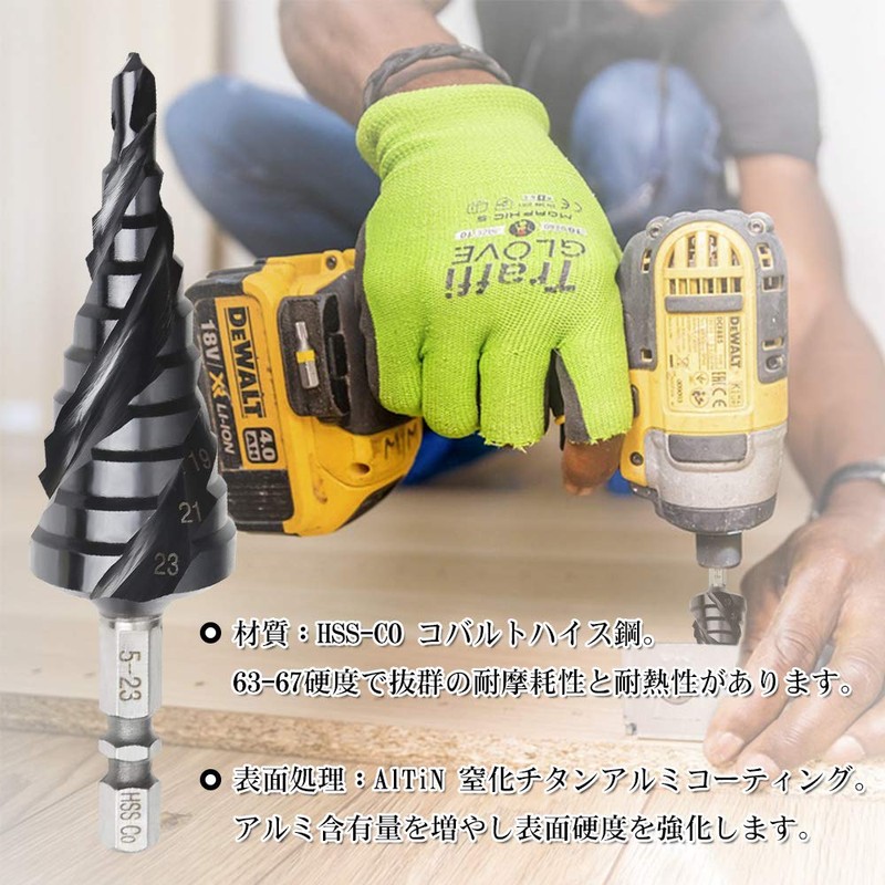 YMJOGGUE HSS-Co M35 Triple Blade Step Drill for Stainless Steel