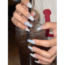 Icy Baby Handmade Nail Tips - Coffin Egg / 아이시 베이비 수제네일팁 - 코핀에그