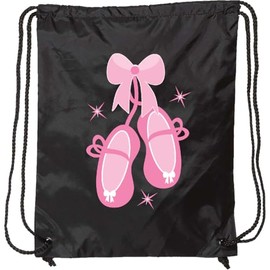 inktastic Ballerina Pink Ballet Slippers Drawstring Bag Black 27109