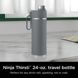 Ninja Thirsti 24oz Travel Bottle for Sparkling Drinks, Fizzier Longer, Leak Proof, 24 Hours Cold, Dishwasher Safe, Insulated Tumbler, Grey, DW2401CGY (Canadian Version)