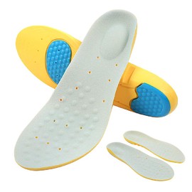 Insoles, 2 Pairs, 4 Pieces, Anti-fatigue, Shock Absorption, Gel Insole, Sports, Shock Absorbing Insole, Standing, Work, Breathable, Antibacterial, Deodorizing, Cushion, Insoles, Fatigue Reduction, Adjustable Size (M)