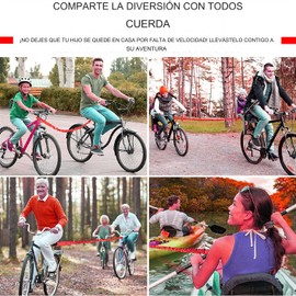 YOUTHINK Cuerda de Remolque para Bicicleta Cuerda de Tracción para Bicicleta Longitud 1,7 M Diseño Estirable Aleación de Nylon Cuerda de Tracción Portátil para Bicicleta de