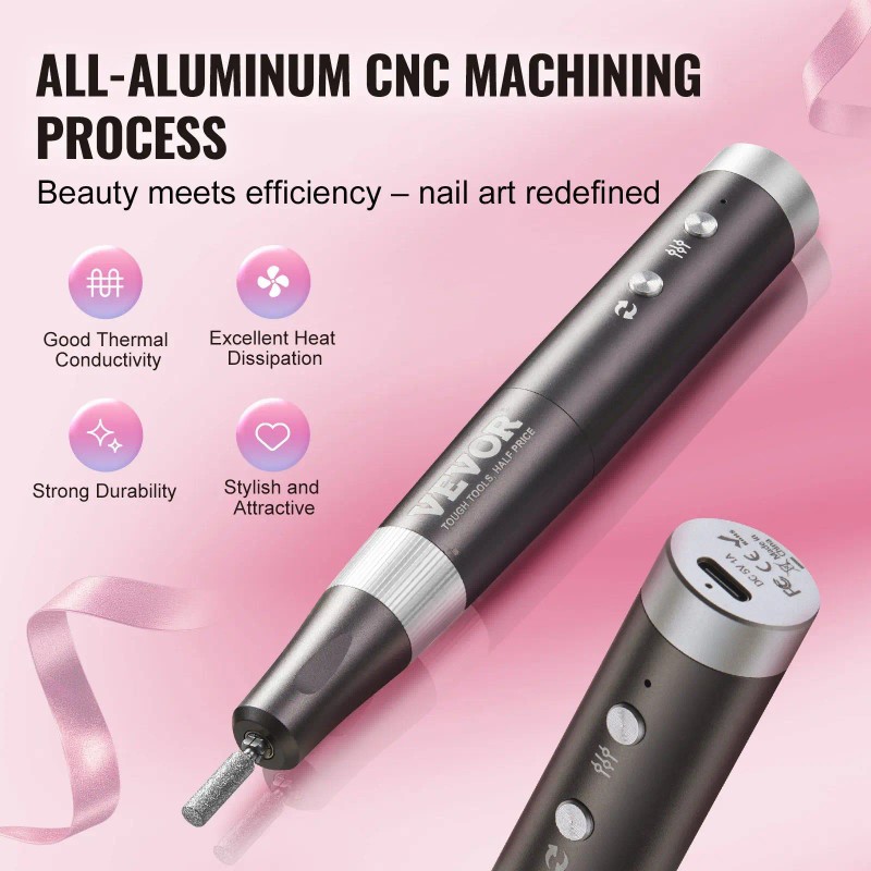 Portable Electric Nail Drill 30000Rpm Brushless Motor Rechargeable US Plastic