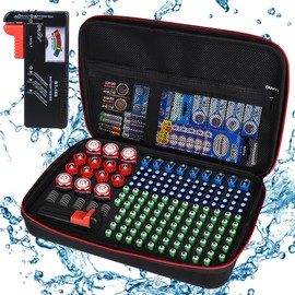 keabys Battery Organizer Storage Holder Case with Tester,Battery Vault Box Container Carrying 9V Keeper for Garage Organization Holds 200+ Batteries AA AAA C D