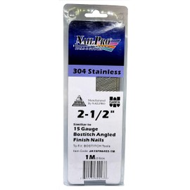 2-1/2" x 15 Gauge Angled Finish Nails - to fit Bostitch Nailers - 1,000 pc. pack - Type 304 Stainless Steel - Similar to Bostitch FN1540