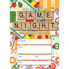 Stonehouse Collection | Game Night Party Invitations | 25 Count, 5x7 inches, Modern Style, Customizable Details