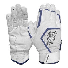 Stinger Sports Sting Squad Batting Gloves for Baseball & Softball (Adult XXL, White/Navy Blue)