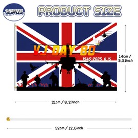 POPOYU 10Pcs Vj Day Mini Flags on Sticks,VJ Day 80th Anniversary Decorations,80th VJ Day Mini Flags & Bunting,Union Jack Hand Flag for 80 Years Victory over Japan WW2 1945-2025 Decorations
