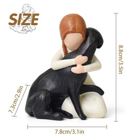 DUMING-IN Dog Memorial Gifts, Hand-Painted Dog Angel Figurines, Loss Sympathy Remembrance Gift, Dog Lovers Gifts for Men Women (Black)