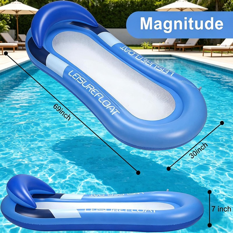 Water Floating Hammock, Inflatable Pool Floats For Adults With Headrest,