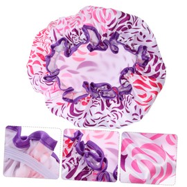 FRCOLOR Extra Large Shower Cap for Women Double Layer Satin Bathing Cap for Long Hair Reusable Decorative Shower Cap for Hair Conditioning and Dyeing Treatments