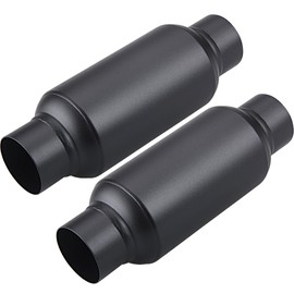 LCGP 2 Pack 2.5'' Inlet & 2.5" Outlet, Universal Resonator, 11.5'' Overall Length Stainless Steel Muffler/Weld On