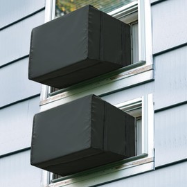 Luxiv 2 Pack Window Air Conditioner Cover Outdoor Winter, Outside Window AC Unit Cover Black Dust-Proof Waterproof Outdoor AC Protection Insulation Defender (17Wx12Dx13H)
