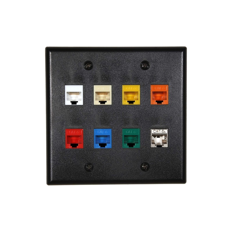 Networx Keystone Wall Plates (8 PORT, BLACK)