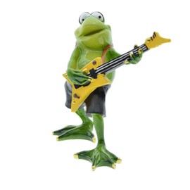 Queemie® Novelty Frog Figurine Unique Indoor Decor for Lovers Funny Froggy Playing Guitar Resin Statue for Home Office Desk Decoration