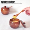 Wooden Spice Container, Salt Box with Lid, Spoon, Vintage Spice