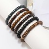 MILAKOO 6Pcs Wooden Bracelet Multilayer Grunge Set Stretch Bracelets Wrap