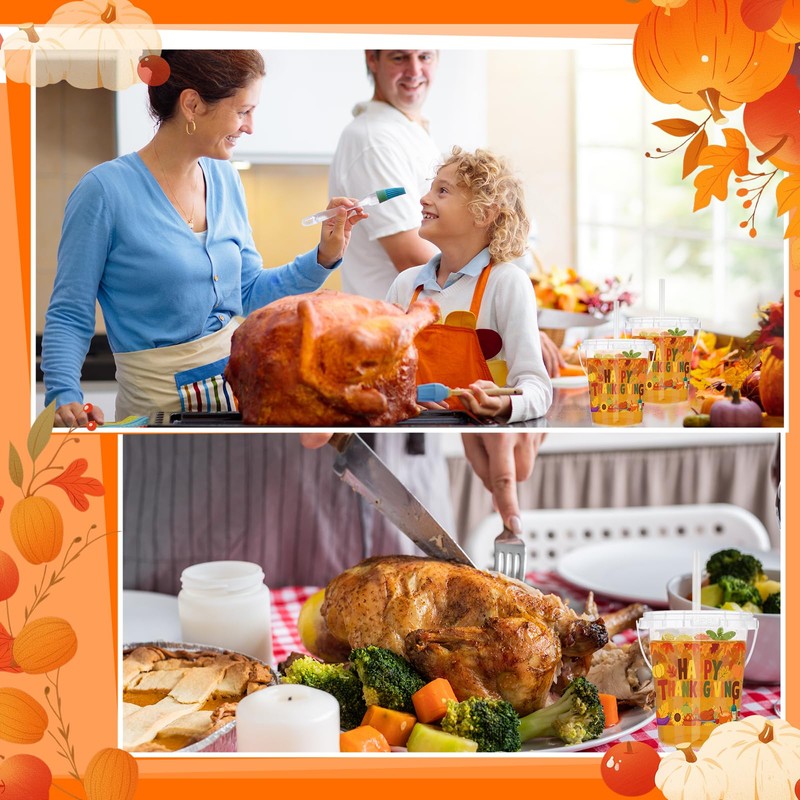 Shinymoon 20 Sets Thanksgiving Drink Buckets Bulk Plastic Beverage Buckets