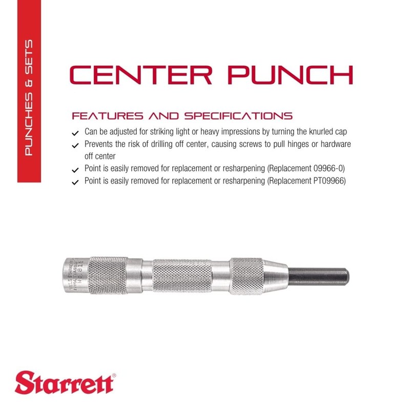 Starrett Hinge Locating Automatic Center Punch with Adjustable Stroke -