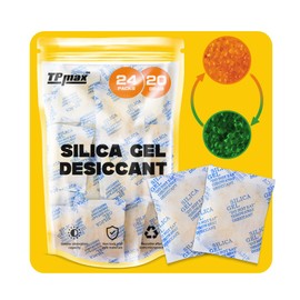 20g x 24 Packs Silica Gel Desiccant Sachets, Reusable Dehumidifiers with Color Indicator, Ideal for Storage, Closets, and Basements