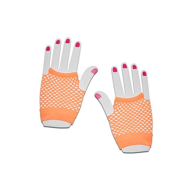 SHORT FISHNET HAND GLOVES PARTY FANCY DRESS TUTU (Orange)