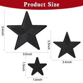 CXWLJL 24PCS Star Iron on Patches Star Decoration Star Embroidered Patches for DIY Crafts Backpacks Bags Hats Coats Clothes Decoration - Black