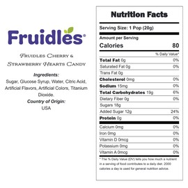 Fruidles Cherry & Strawberry Hearts Candy, Purple & Pink Heart Shaped Hard Candy Sucker Individually Wrapped in Foil, Made in Brazil (5 Pounds (Bulk))