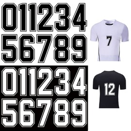 22 Pcs Iron on Numbers and Letters, 8 Inch T-Shirt Heat Transfer 0 to 9 Jersey Soft Numbers (Black/White)