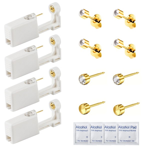 Orglace 4 Pack Ear Piercing Kit,Disposable Self Ear Piercing Gun