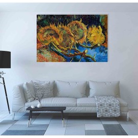 Artley Prints Four Withered Sunflowers by Vincent Van Gogh Canvas Pictures | Framed Floral Abstract Prints | Botanical Artwork Home Decor 30 x 20cm (12 x 8 inches) A4