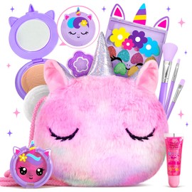ULOVEME Kids Real Makeup Kit for Little Girls - Real, Non Toxic, Washable Make Up Toy - Umicorn Toys Gift for 3 4 5 6 7 8 9 10 12 Years Old Girls Birthday