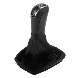 TUCKBOLD 6 Speed Manual Gear Shifter Knob with Cover for Skoda Fabia MK1 | Front Automotive Gearbox Stick Shifter Lever Knob Black Plastic Faux Leather 1 Pcs