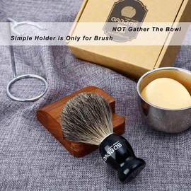 Shaving Kit, 4in1 Anbbas Men Fine Badger Bristles Shave Brush Black Wood Handle,Stainless Steel Shaving Soap Bowl and Brush Holder Stand Set with Shaving Soap 3.5OZ for Men Gift