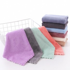Tetos Coral Fleece Small Square Towel (30x30cm) - Soft & Absorbent Household Washcloth for Kindergarten 30x30/Blue (Unpackaged) 20ea