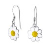 Daisy Flower Dangly Earrings .925 Sterling Silver Dangle Drop