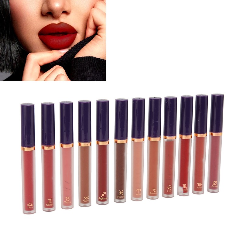 12Pcs Matte Lip Gloss Moisturizing Anti Melt Long Lasting Cream